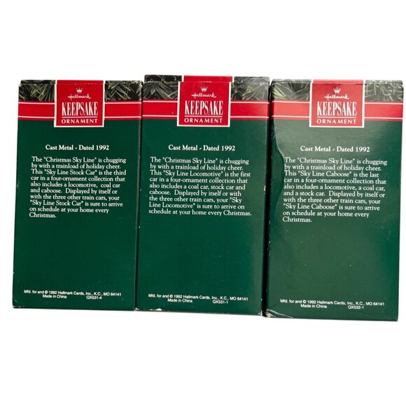 Hallmark Keepsake Metal Christmas Train Ornaments 1992 Set Of 3 (of 4) With Box - Picture 11 of 11